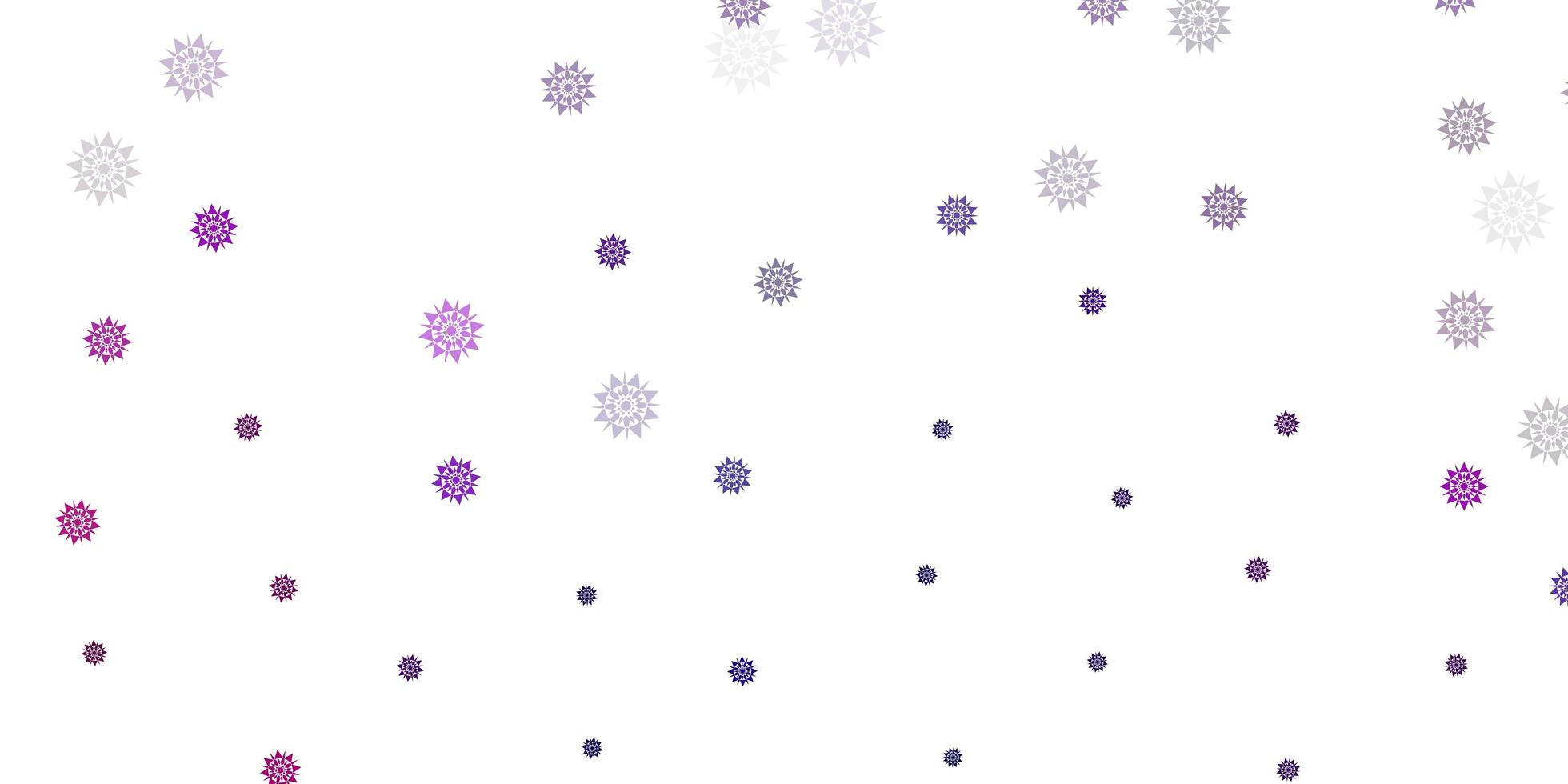 modèle vectoriel violet clair, rose avec des flocons de neige de glace.