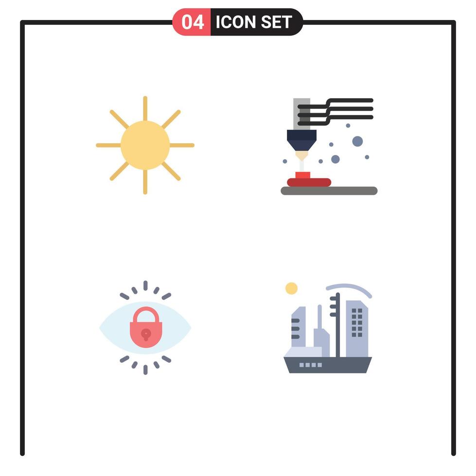 groupe de 4 icônes plates signes et symboles pour l'impression de sécurité circulaire éléments de conception vectoriels modifiables de la ville d'impression vecteur