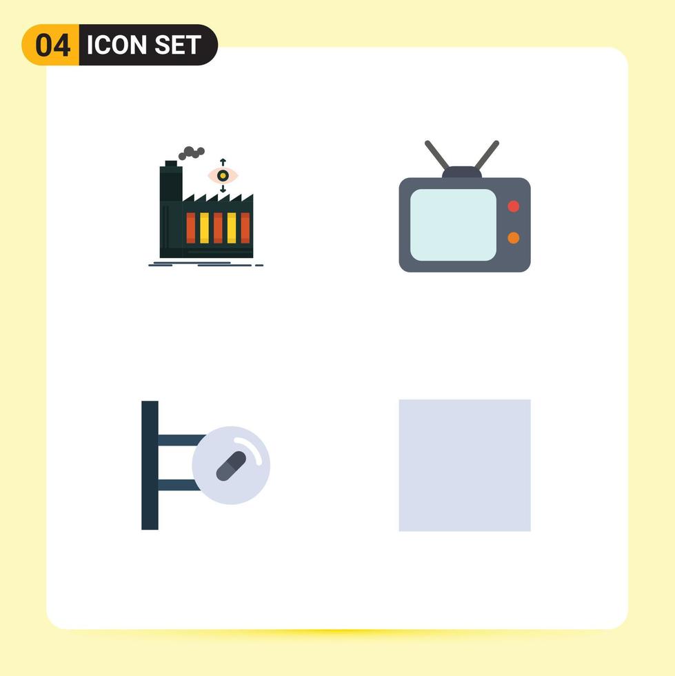 groupe de 4 icônes plates modernes définies pour les pilules de moulin fumée regarder des éléments de conception vectoriels modifiables en plein écran vecteur