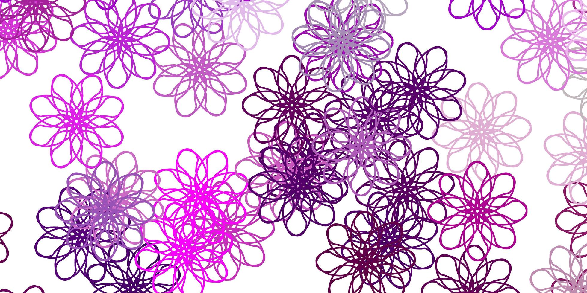 texture de doodle vecteur rose clair avec des fleurs.