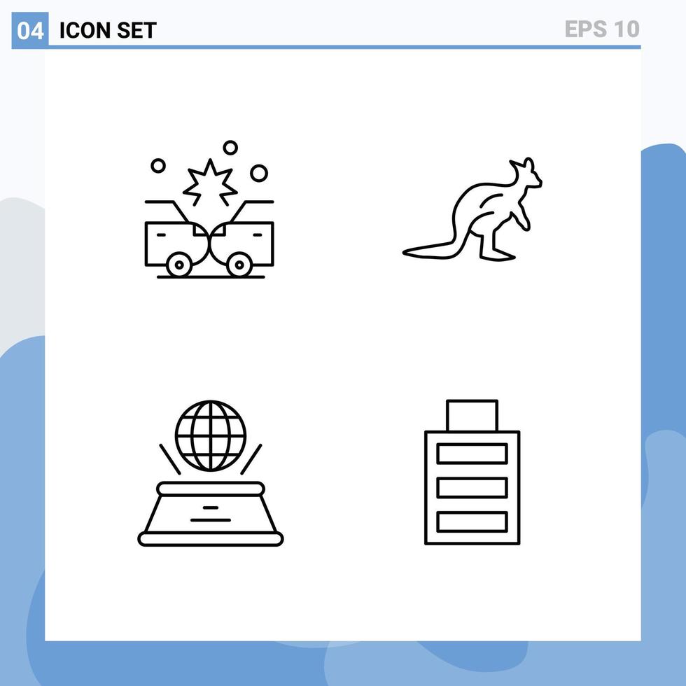 ensemble moderne de 4 couleurs et symboles plats remplis tels que l'assurance accident trave australien hologramme éléments de conception vectoriels modifiables vecteur