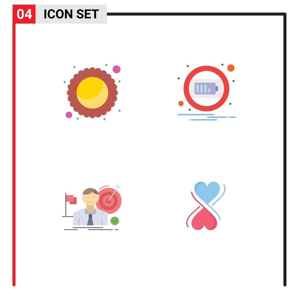 ensemble moderne de 4 icônes plates pictogramme du mardi gras hit batterie notification succès éléments de conception vectoriels modifiables vecteur