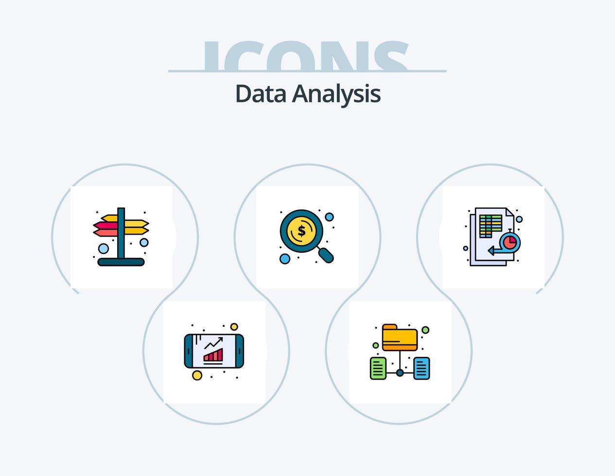 pack d'icônes remplies de ligne d'analyse de données 5 conception d'icônes. recherche. surveillance. la toile. Les données. utilisateur vecteur