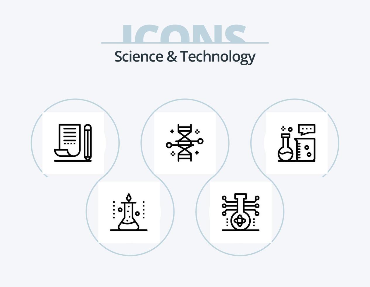 pack d'icônes de ligne science et technologie 5 conception d'icônes. industrie chimique. acide. équipement de laboratoire. laboratoire scientifique. la science vecteur