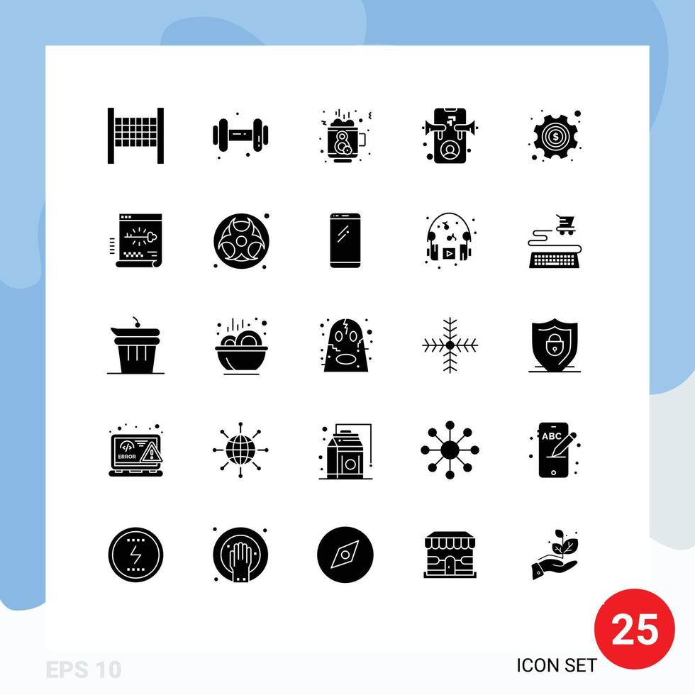 25 glyphes solides vectoriels thématiques et symboles modifiables des options clés thé argent éléments de conception vectoriels modifiables en ligne vecteur