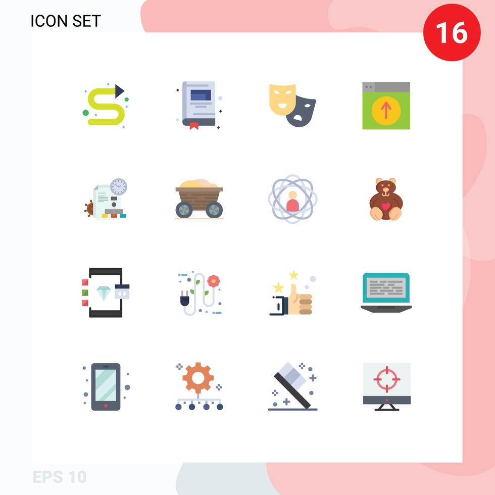 ensemble de pictogrammes de 16 couleurs plates simples de rôles d'application de fichier concevoir un pack modifiable d'éléments de conception de vecteur créatif