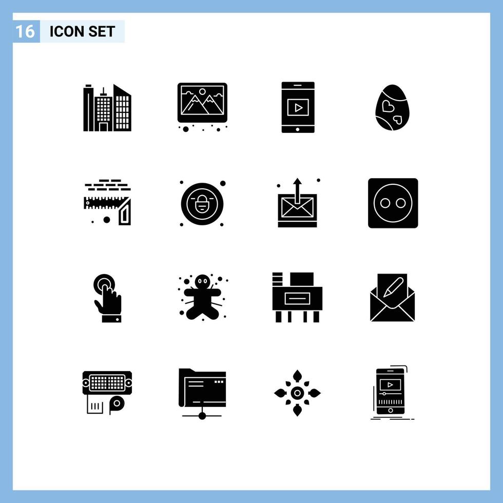16 icônes créatives signes et symboles modernes de cellule de mesure de niveau coeur éléments de conception vectoriels modifiables de pâques vecteur