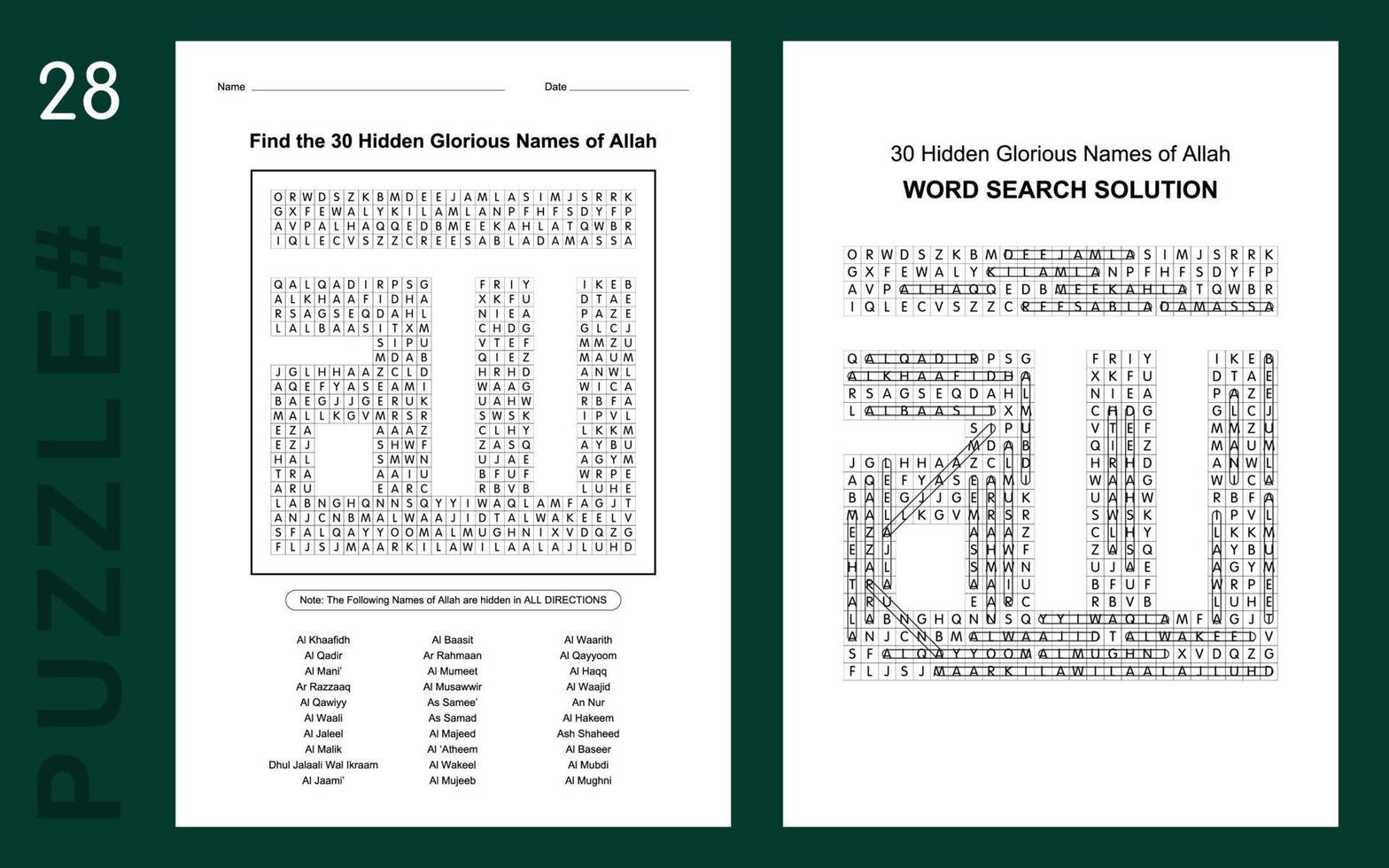 nomdieuasmaularabicreligionpuzzle de motséducatifmots croisésanglaisactivitéfiche enfantscasse-têtequiztâche de recherchedéfi d'activitéfeuille de travail vecteur