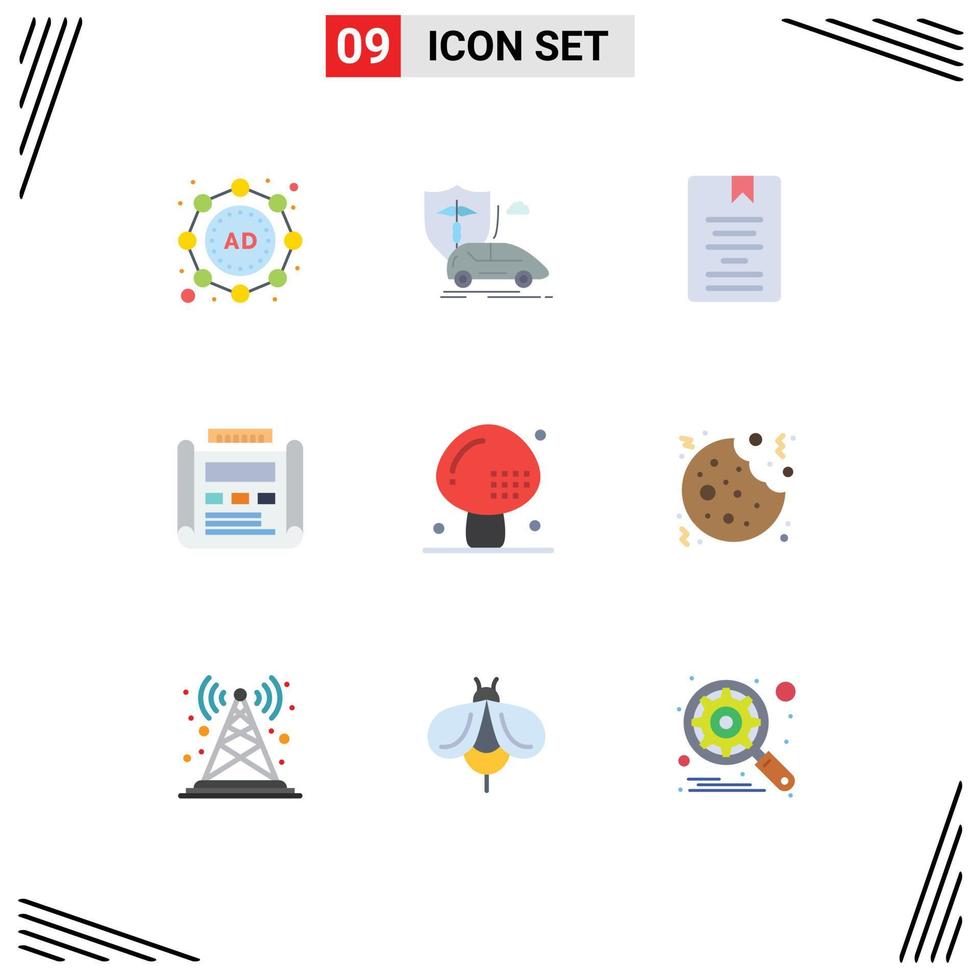 9 icônes créatives signes et symboles modernes du développement de la mise en page conception de livre apprentissage des éléments de conception vectoriels modifiables vecteur