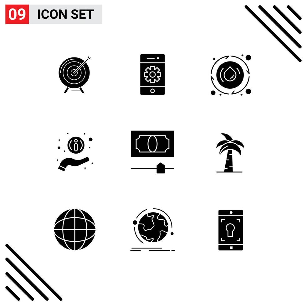 ensemble de 9 icônes d'interface utilisateur modernes symboles signes pour information énergie communications eau statisme éléments de conception vectoriels modifiables vecteur