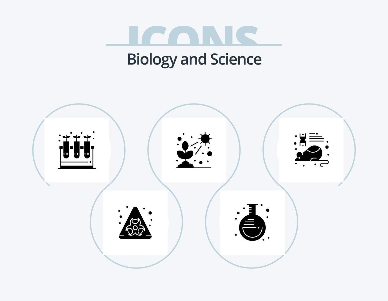 pack d'icônes de glyphe de biologie 5 conception d'icônes. laboratoire. se développer. plante. plante. direct vecteur