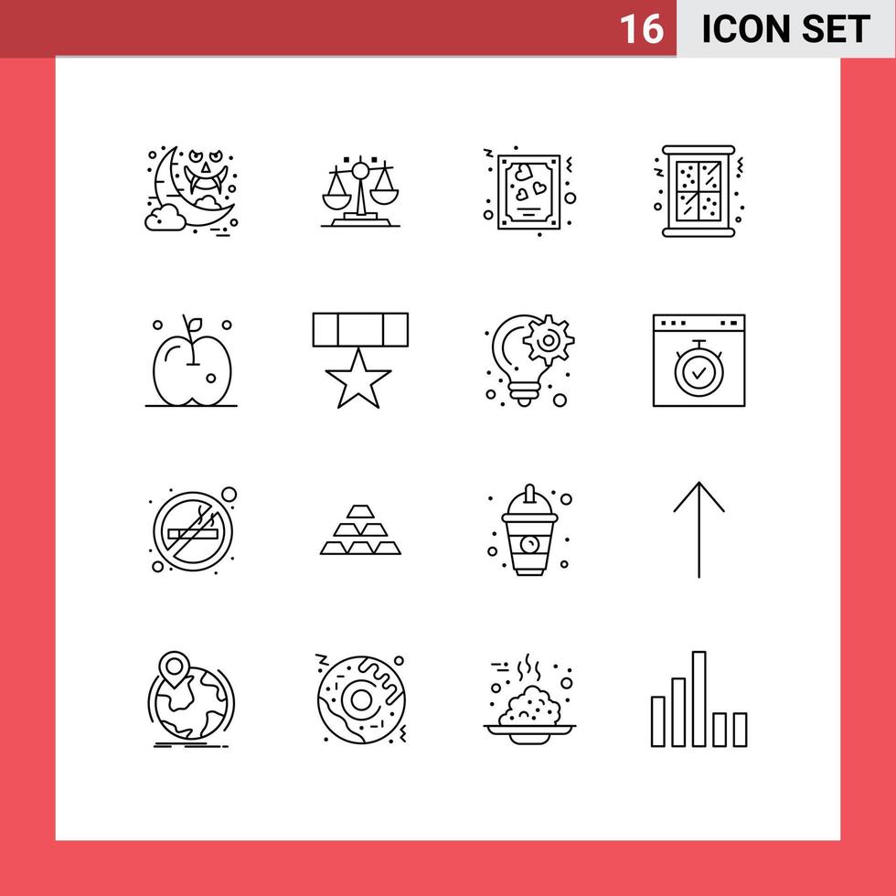 16 contours vectoriels thématiques et symboles modifiables d'éléments de conception vectoriels modifiables de noël de fenêtre de carte d'hiver de fruits vecteur