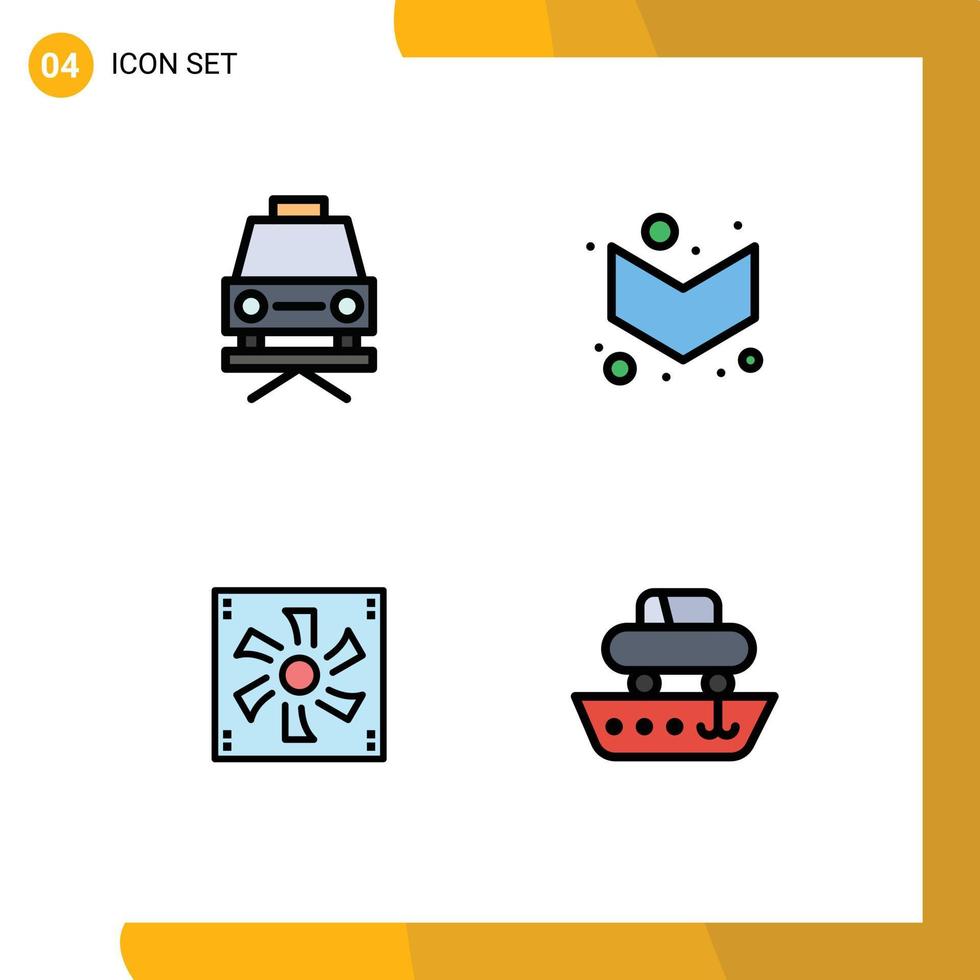 4 icônes créatives signes et symboles modernes de dispositif de voiture flèche refroidisseur ventilateur voiture éléments de conception vectoriels modifiables vecteur