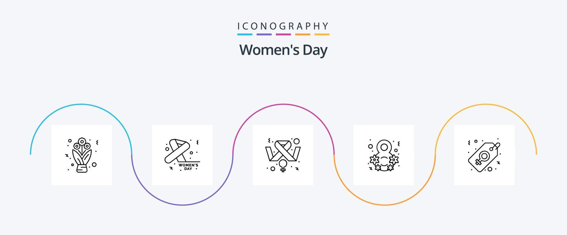 pack d'icônes de la ligne 5 de la journée des femmes, y compris les femmes célèbrent. huit. journée. féminisme vecteur