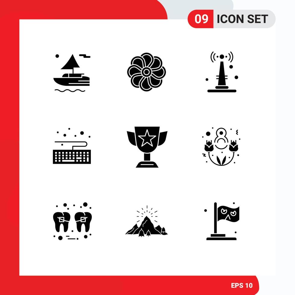 9 icônes créatives signes et symboles modernes de l'attribution du prix iot réalisation clavier éléments de conception vectoriels modifiables vecteur