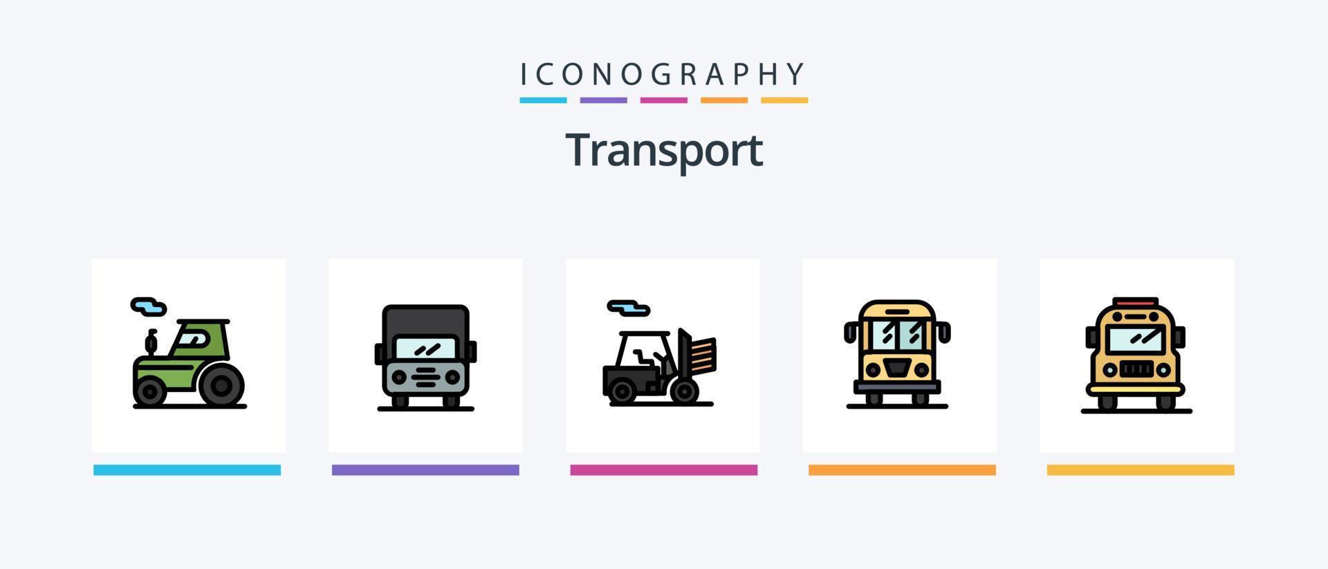 ligne de transport remplie de 5 packs d'icônes, y compris le transport. auto. former. le transport. auto. conception d'icônes créatives vecteur