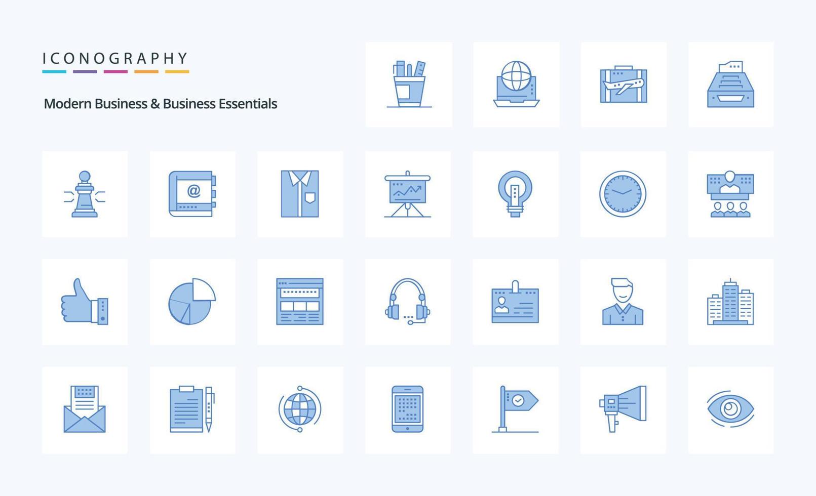 pack d'icônes bleues de 25 affaires et affaires modernes vecteur