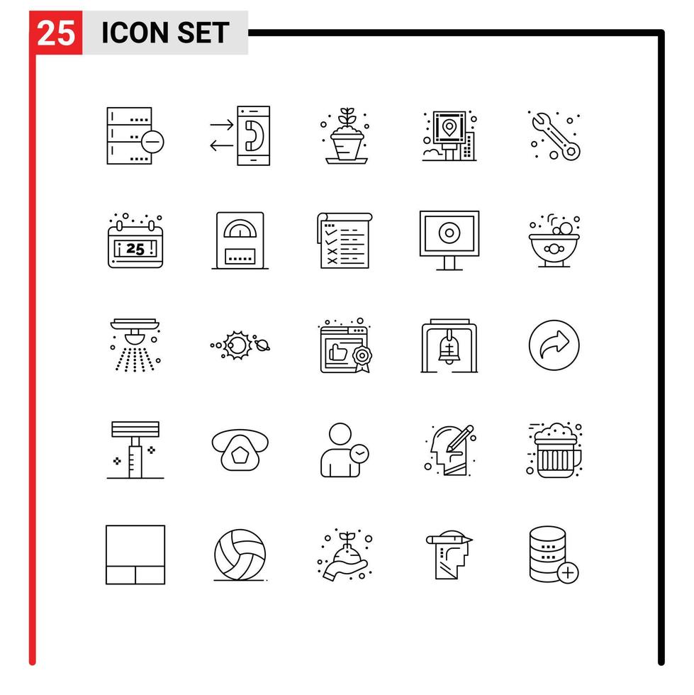 pack d'icônes vectorielles stock de 25 signes et symboles de ligne pour les éléments de conception vectoriels modifiables de passe-temps de ville de conversation de guide de poste vecteur