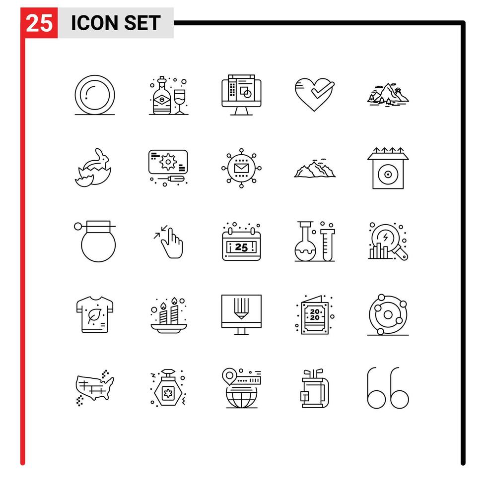 ensemble de 25 lignes vectorielles sur la grille pour la conception graphique de tiques de colline bon amour éléments de conception vectoriels modifiables vecteur