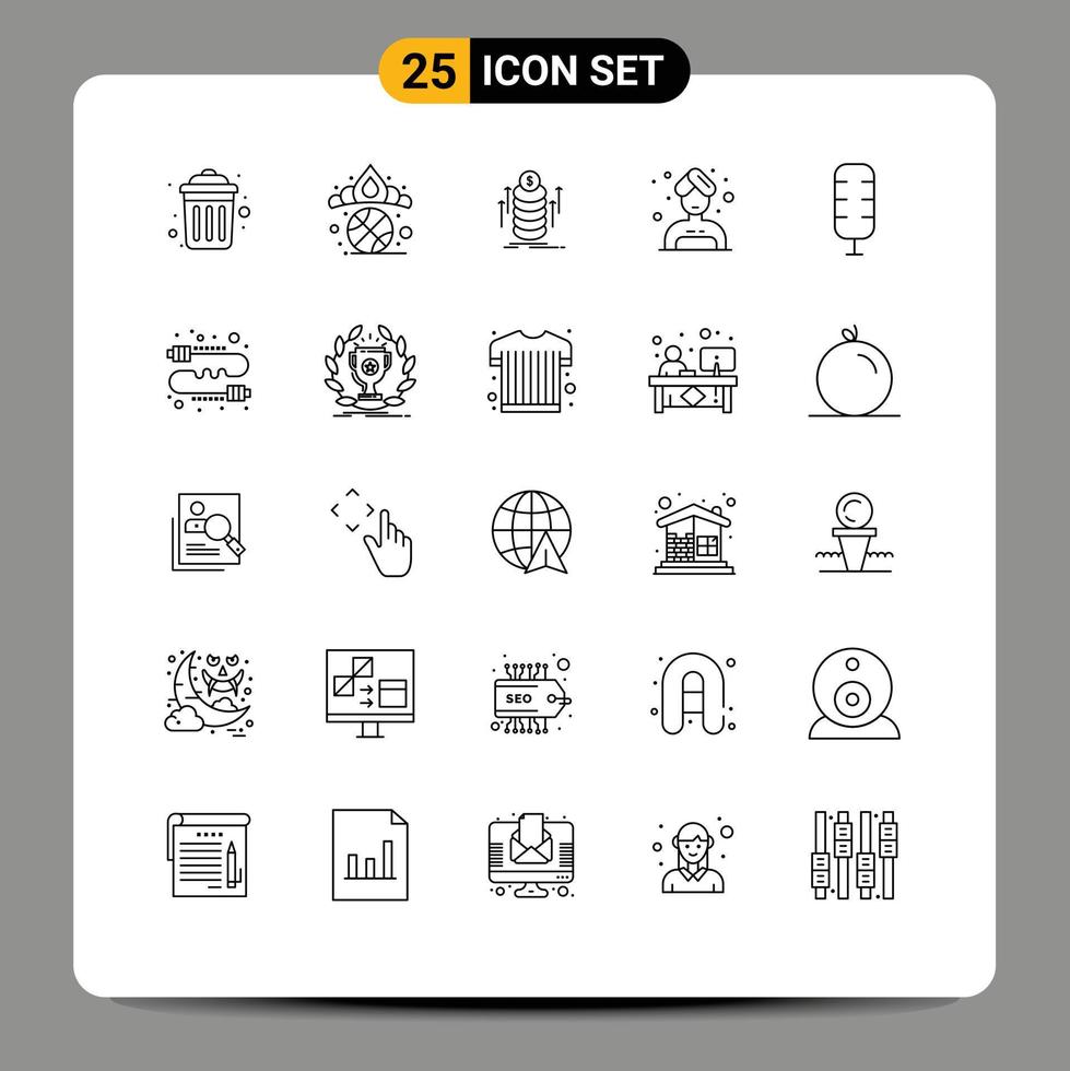 concept de 25 lignes pour sites Web mobiles et applications commentateur sportif argent sauna femme éléments de conception vectoriels modifiables vecteur