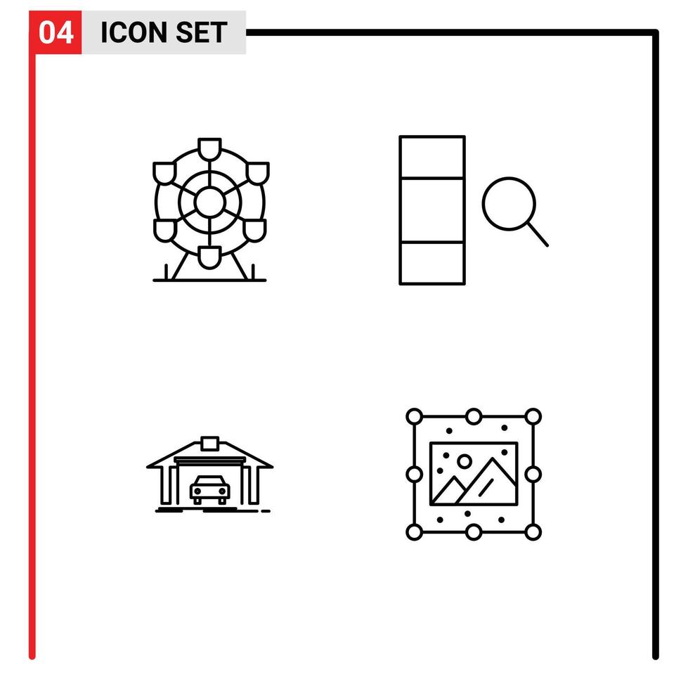 ensemble moderne de 4 couleurs et symboles plats remplis tels que ferris car canada recherche éléments de conception vectoriels modifiables créatifs vecteur