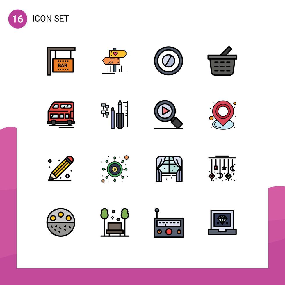 ensemble de 16 symboles d'icônes d'interface utilisateur modernes signes pour reapair transport médecine entraîneur panier éléments de conception vectoriels créatifs modifiables vecteur