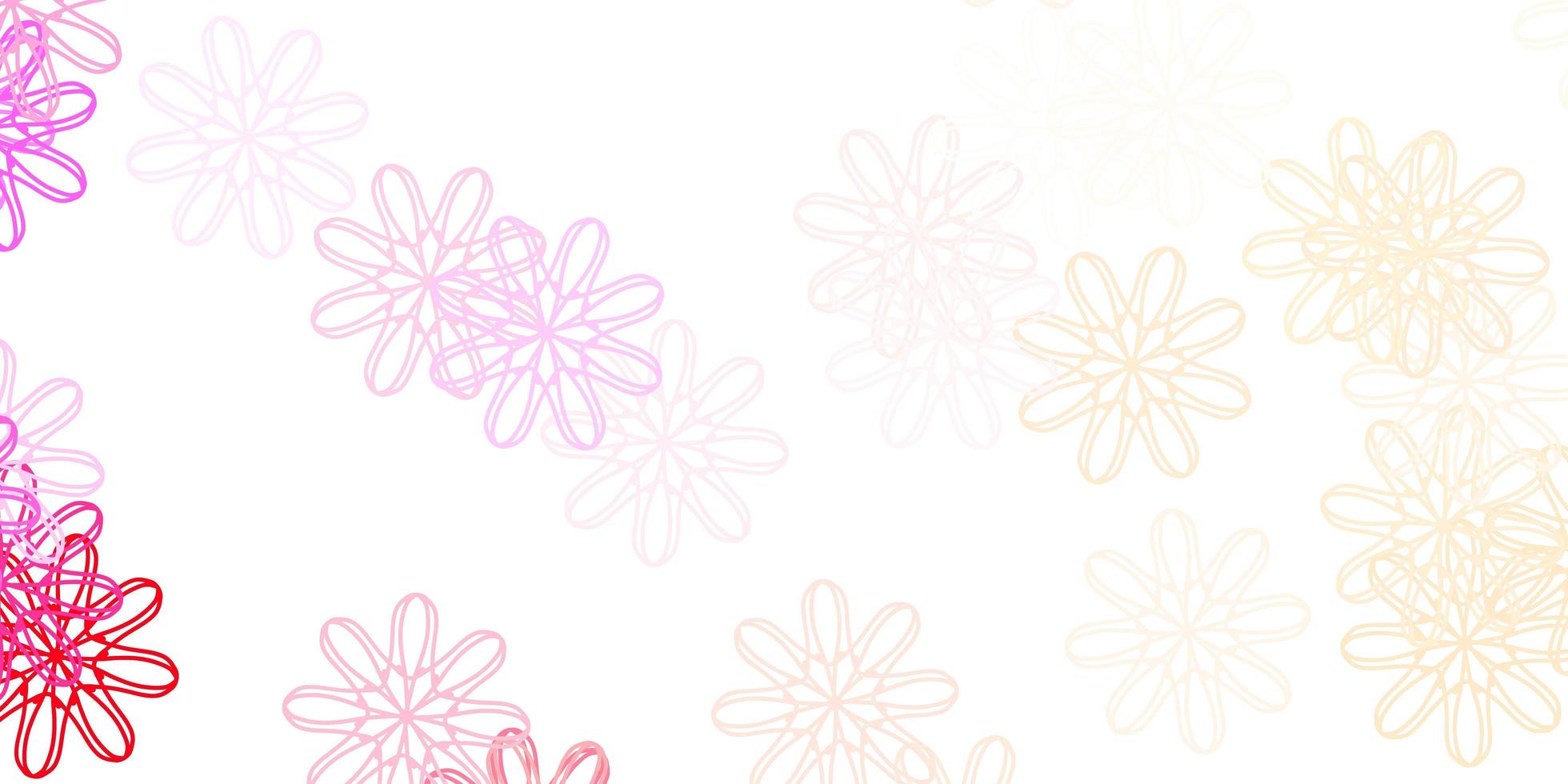 texture de doodle vecteur rose clair avec des fleurs.