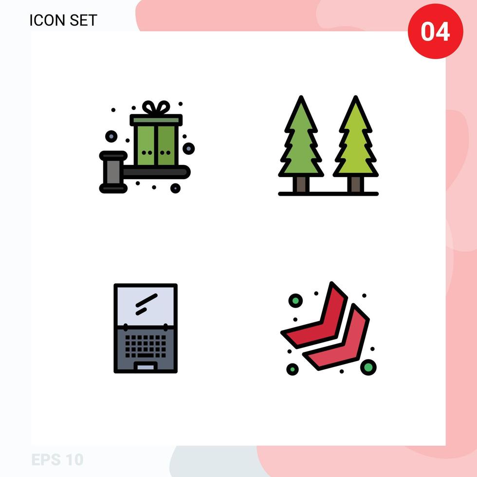 ensemble de 4 symboles d'icônes d'interface utilisateur modernes signes pour l'équilibre ordinateur présent nature dispositif éléments de conception vectoriels modifiables vecteur
