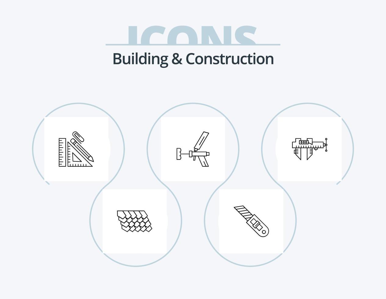 pack d'icônes de ligne de construction et de construction 5 conception d'icônes. boîte. construction. construction. imeuble. agrafe vecteur