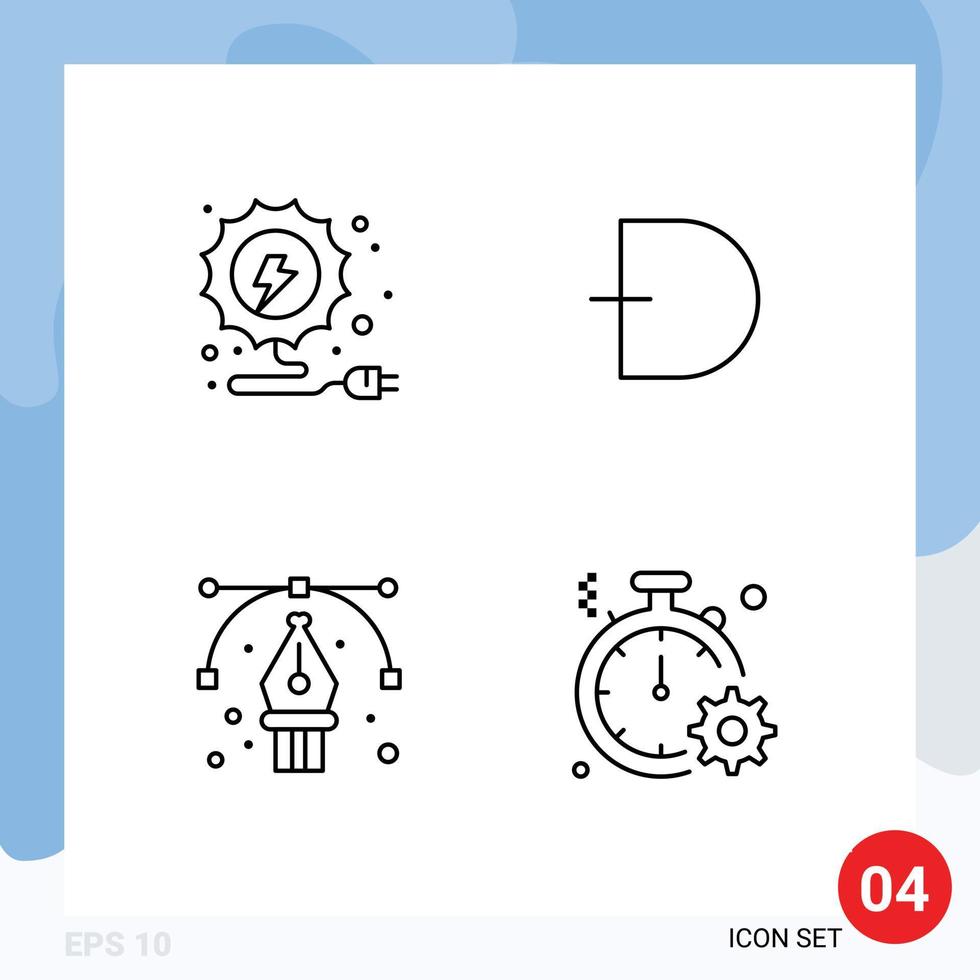 pack de lignes vectorielles modifiables de 4 couleurs plates remplies simples d'art électrique dogecoin chemin de crypto-monnaie éléments de conception vectoriels modifiables vecteur