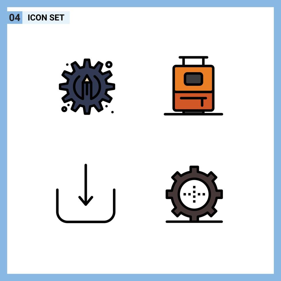 pack d'icônes vectorielles stock de 4 signes et symboles de ligne pour les appareils créatifs sac télécharger ensemble éléments de conception vectoriels modifiables vecteur