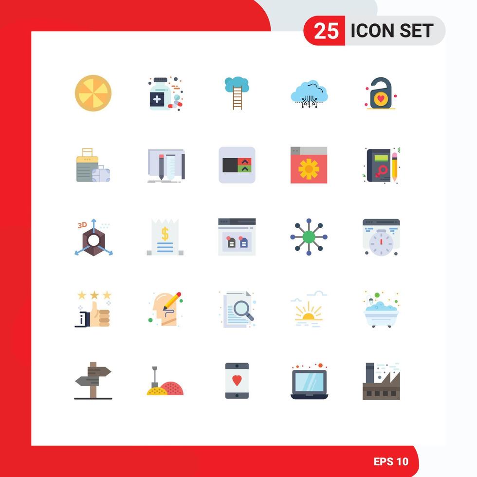interface mobile ensemble de 25 pictogrammes d'hébergement d'éléments de conception vectoriels modifiables d'échelle de nuage d'entreprise informatique vecteur