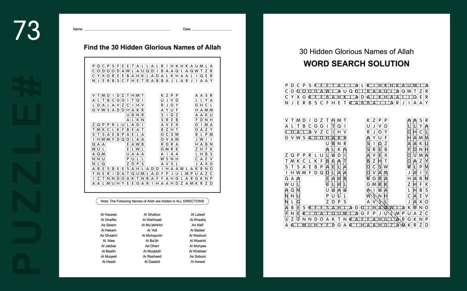 nomdieuasmaularabicreligionpuzzle de motséducatifmots croisésanglaisactivitéfiche enfantscasse-têtequiztâche de recherchedéfi d'activitéfeuille de travail vecteur