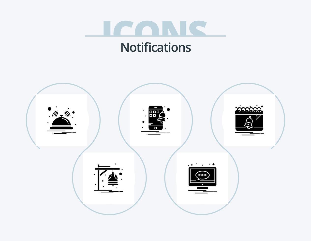 notifications glyph icon pack 5 icon design. calendrier. téléphone intelligent. écran. notification. un service vecteur