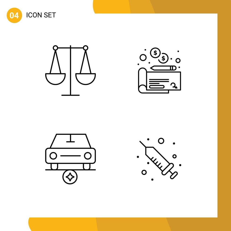 groupe de 4 couleurs plates remplies modernes définies pour des éléments de conception vectoriels modifiables par injection de paiement balance étoile équilibrée vecteur