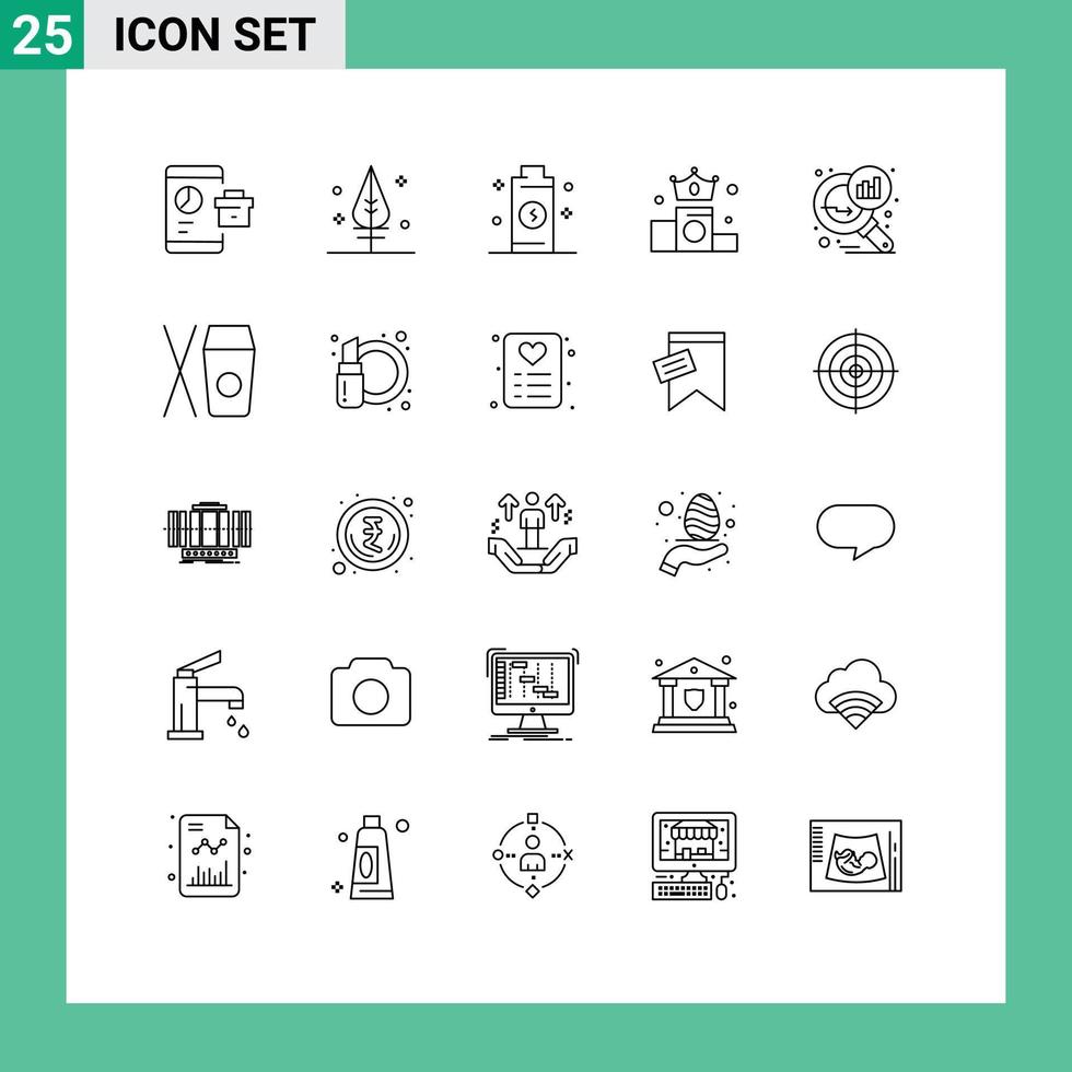 25 pack de lignes d'interface utilisateur de signes et symboles modernes de position d'analyse graphique éléments de conception vectoriels modifiables d'entreprise d'argent de batterie vecteur