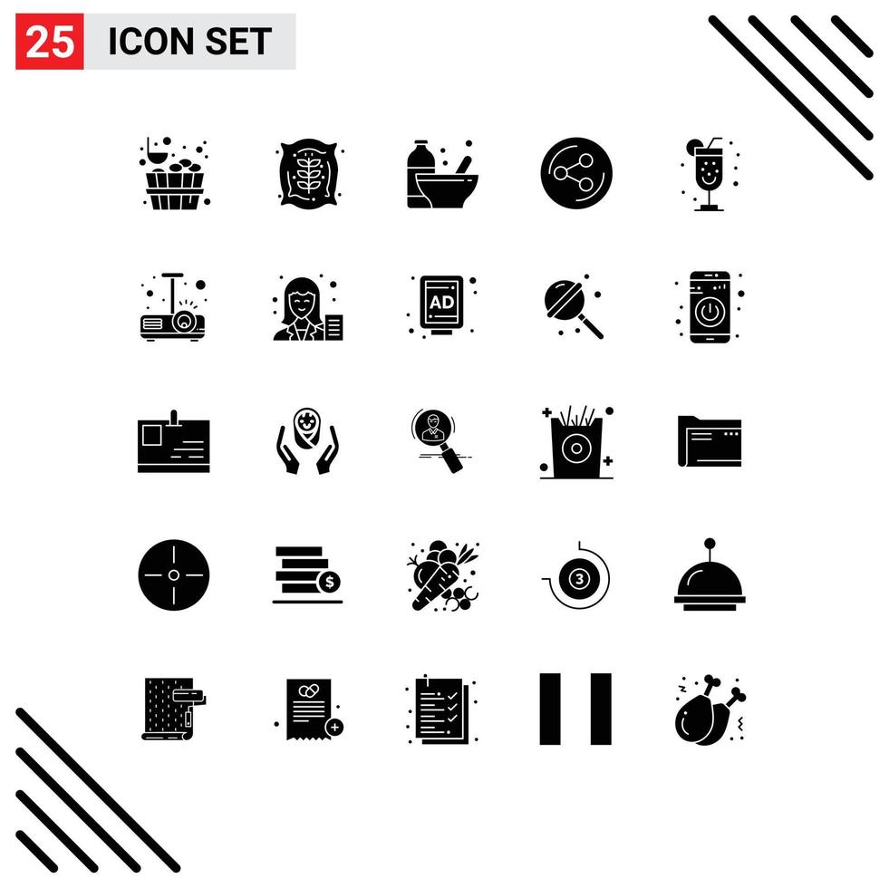 ensemble de 25 symboles d'icônes d'interface utilisateur modernes signes pour la fête bouteille d'alcool partage social éléments de conception vectoriels modifiables vecteur
