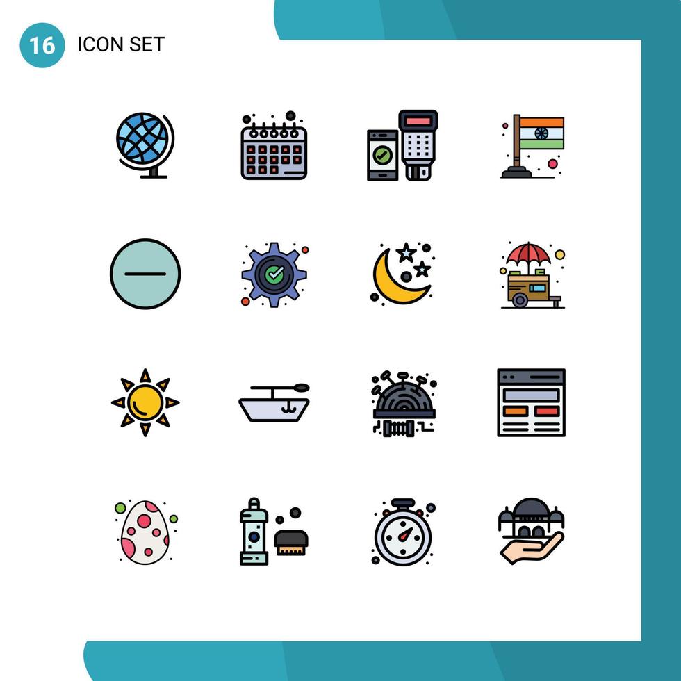 ensemble de 16 symboles d'icônes d'interface utilisateur modernes signes pour masquer qr approuvé supprimer les éléments de conception vectoriels créatifs modifiables en inde vecteur