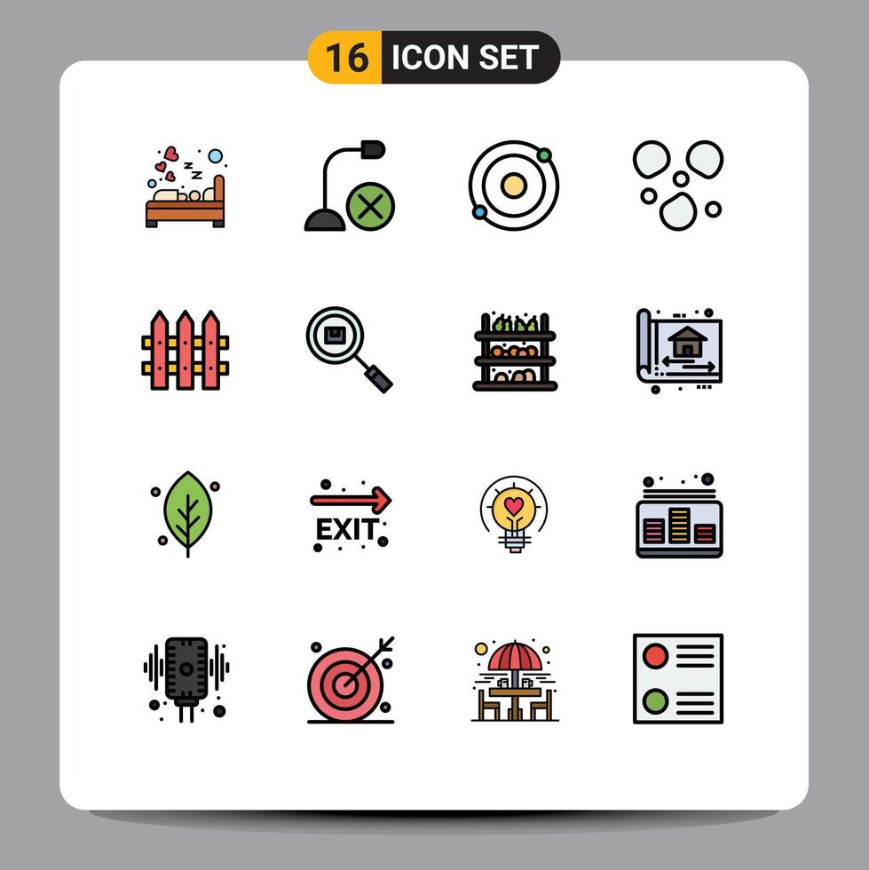 ensemble moderne de 16 lignes et symboles remplis de couleurs plates tels que le matériel météo de clôture structure de glace éléments de conception vectoriels créatifs modifiables vecteur