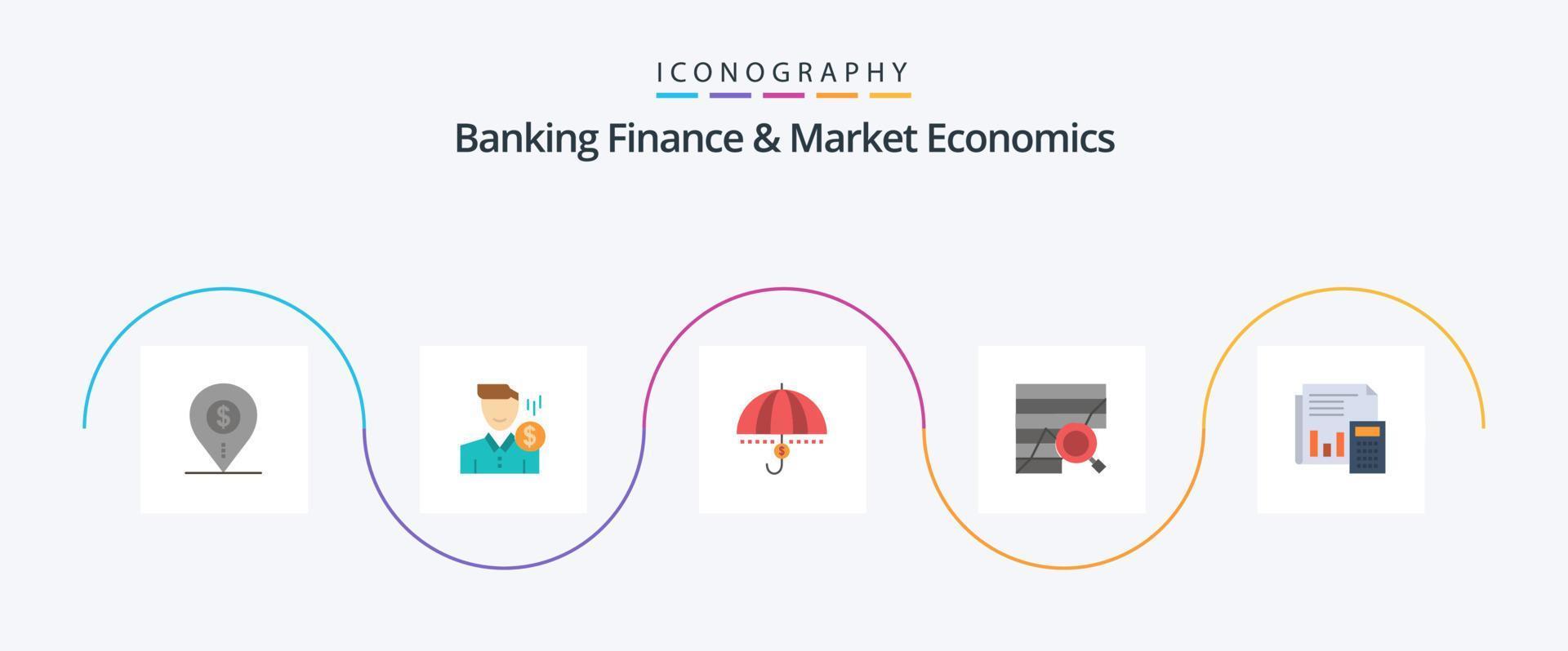 pack d'icônes plat 5 de finance bancaire et d'économie de marché, y compris la protection. financier. Masculin. finance. utilisateur vecteur
