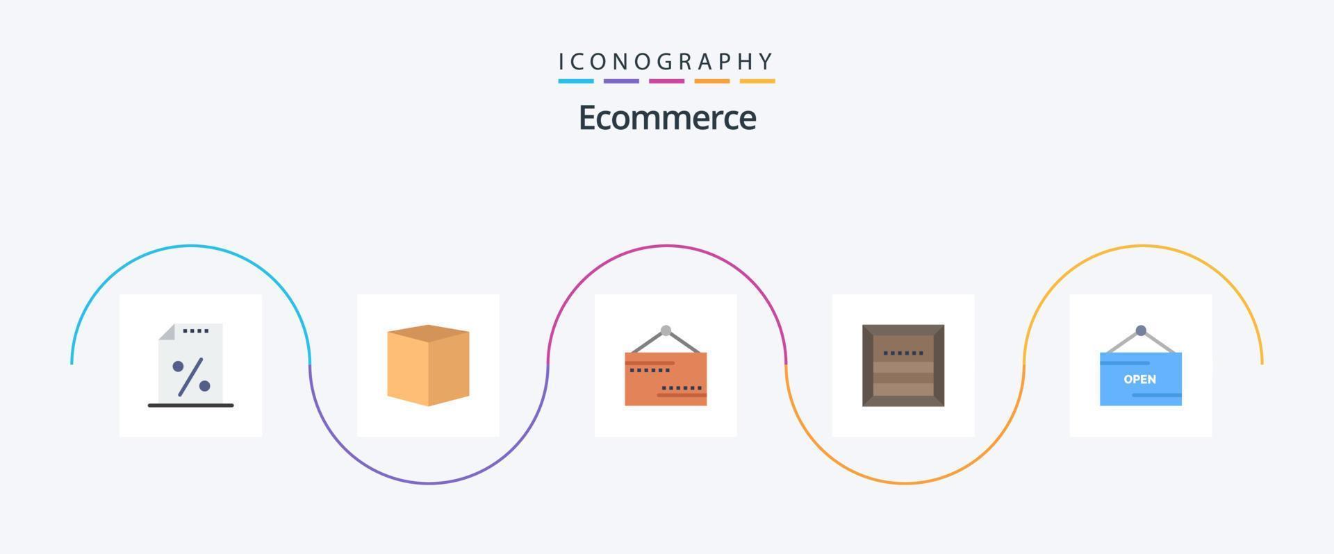 pack d'icônes plat 5 de commerce électronique, y compris le commerce. e. planche. Commerce. boîte vecteur