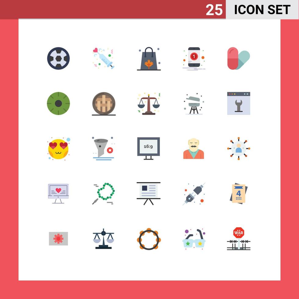 25 concept de couleur plate pour les sites Web mobiles et les applications notification de médecine de numéro mobile achats éléments de conception vectoriels modifiables vecteur