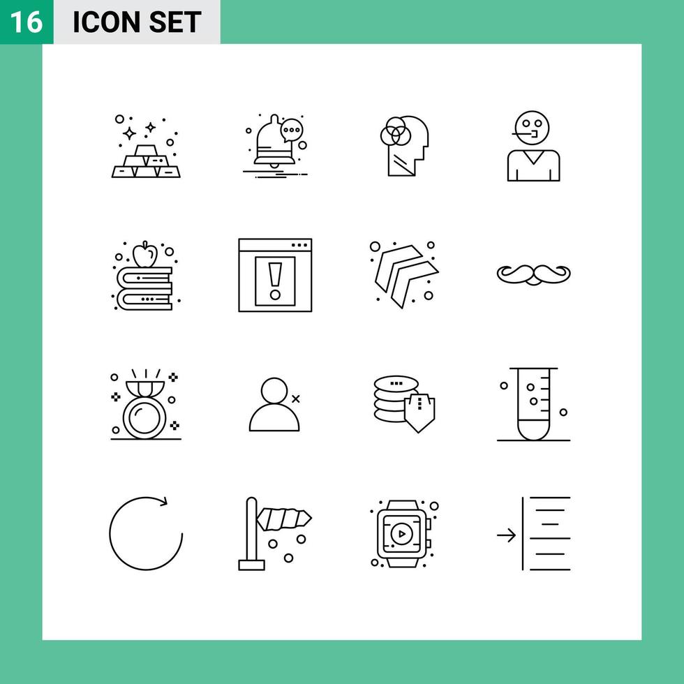 ensemble de 16 symboles d'icônes d'interface utilisateur modernes signes pour les livres supporter soutien humain personnes éléments de conception vectoriels modifiables vecteur