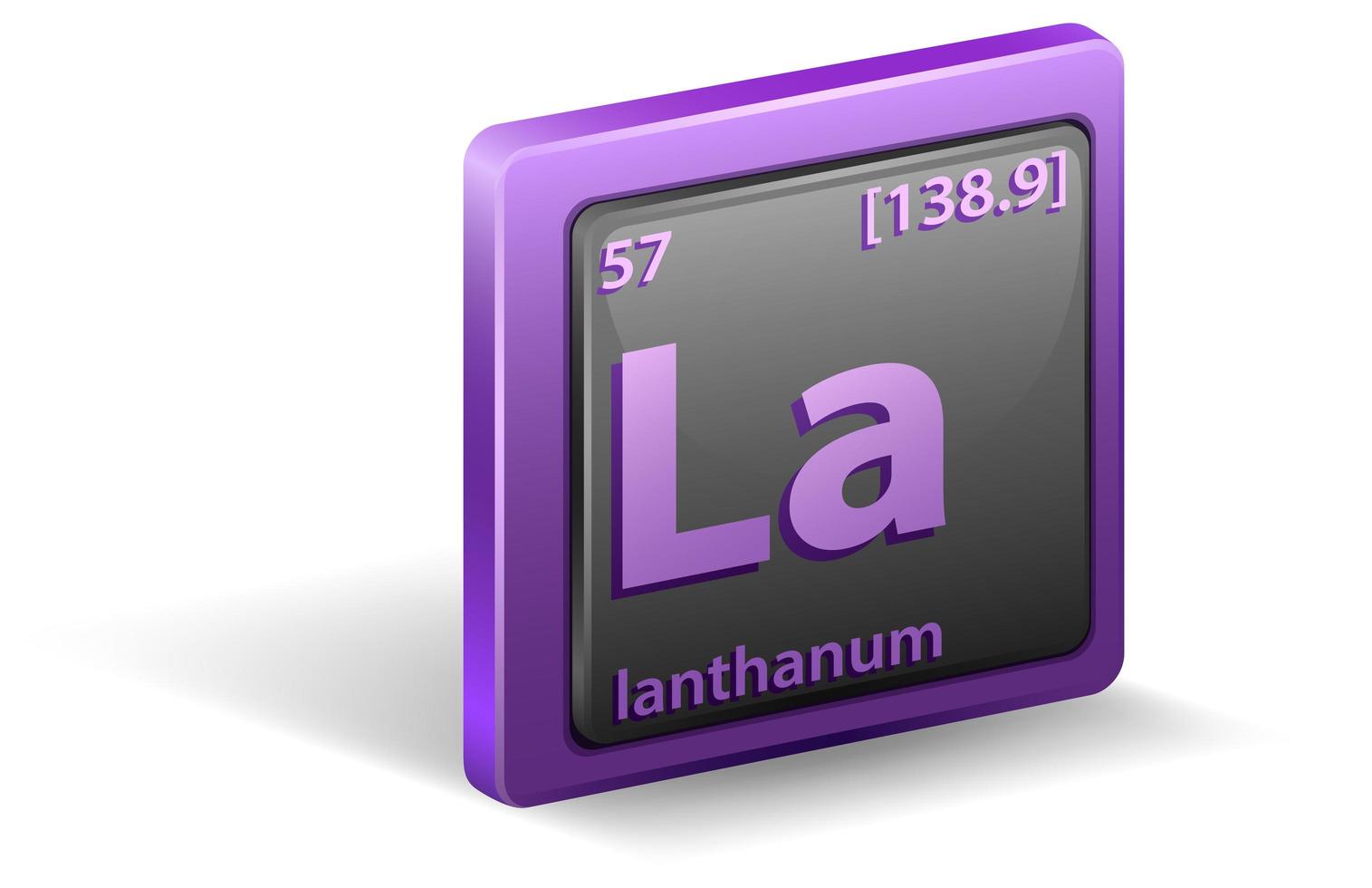 élément chimique de lanthane. symbole chimique avec numéro atomique et masse atomique. vecteur