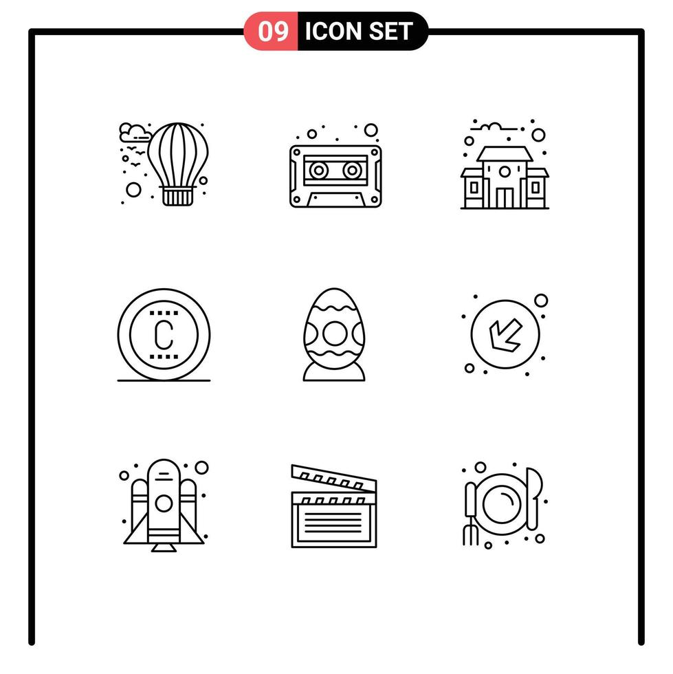 pack d'icônes vectorielles stock de 9 signes et symboles de ligne pour la décoration de bâtiment d'éducation de pâques oeuf seo éléments de conception vectoriels modifiables vecteur