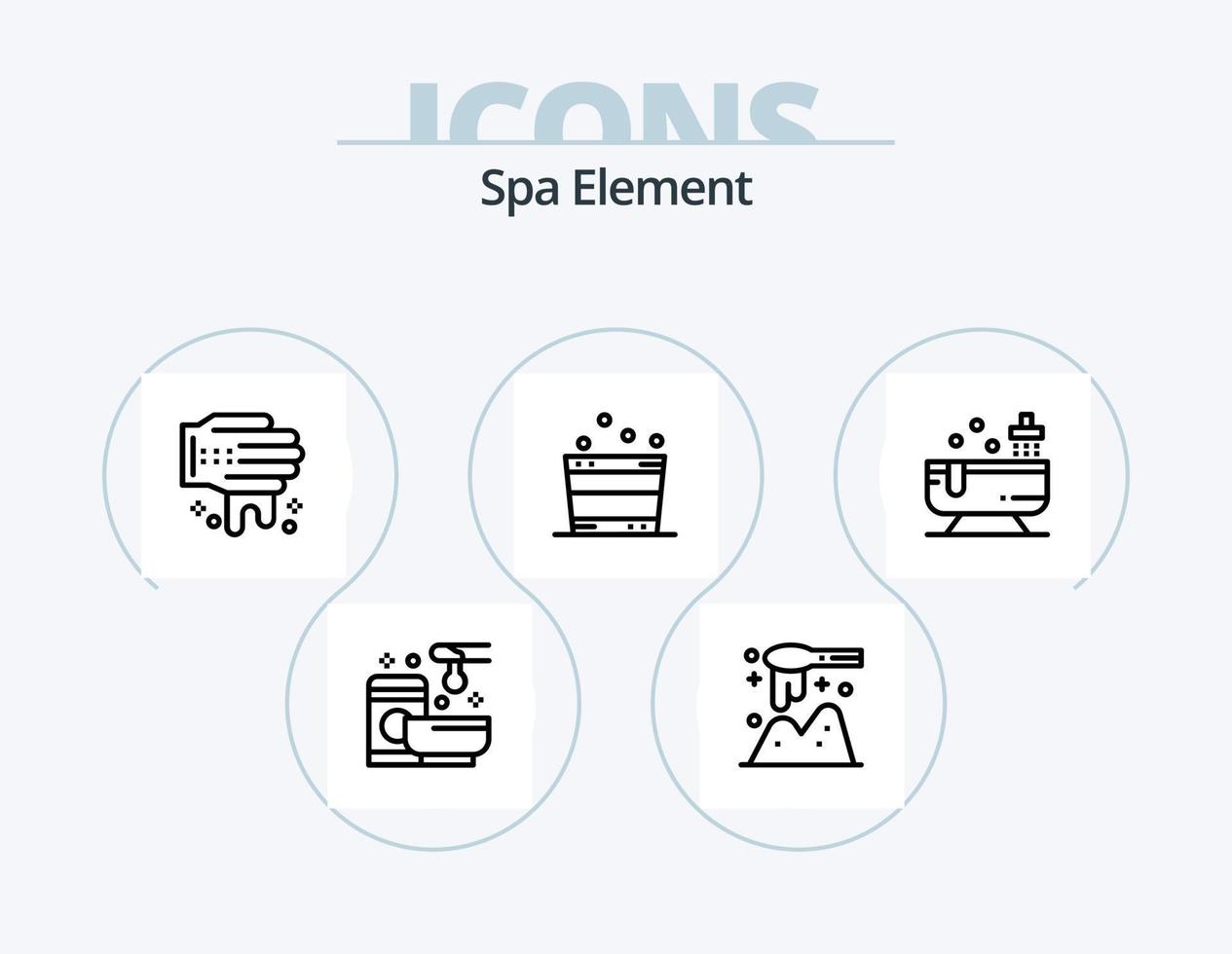 pack d'icônes de ligne d'élément spa 5 conception d'icônes. la lessive. l'eau. salle de bains. spa. effet vecteur