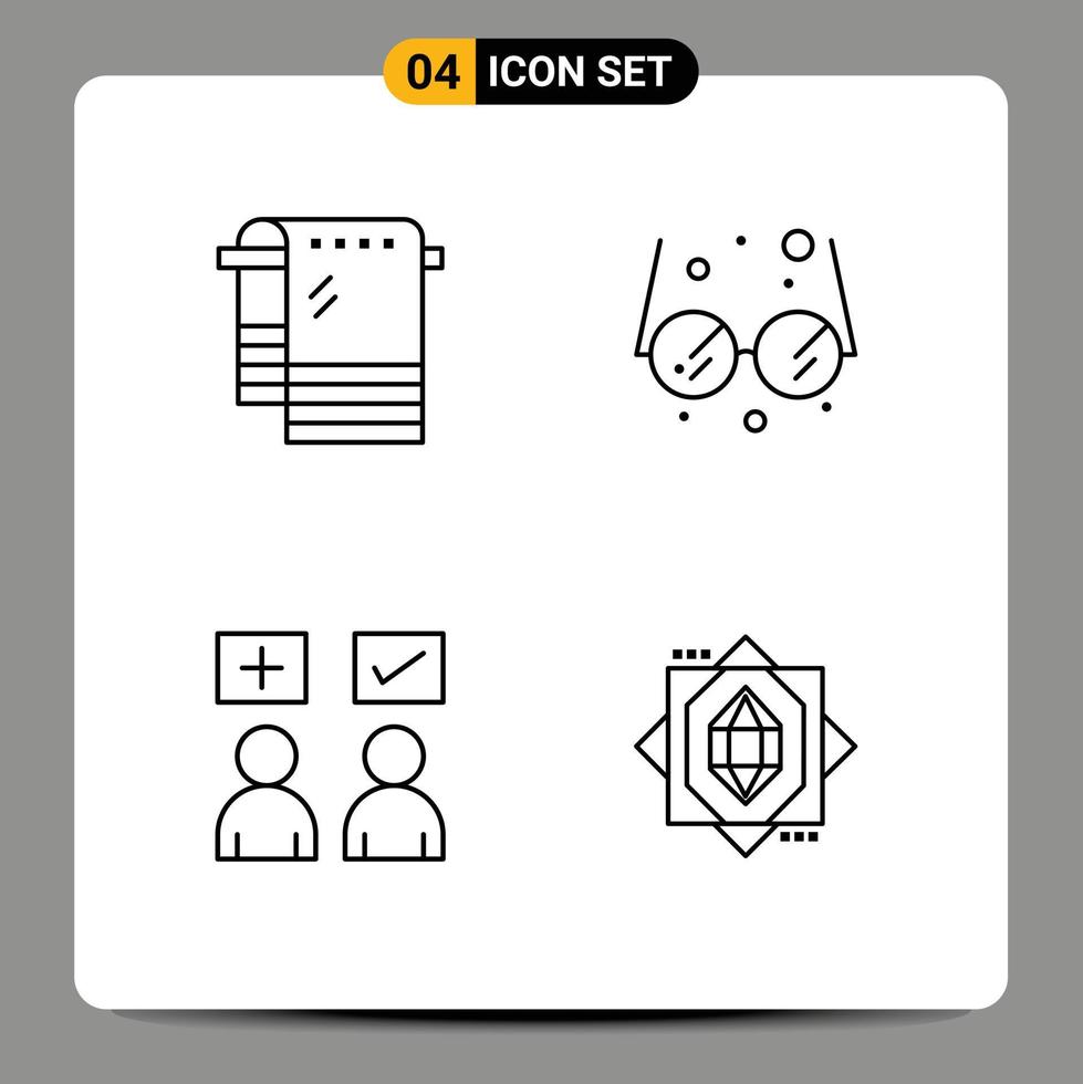 ensemble de 4 symboles d'icônes d'interface utilisateur modernes signes pour le bain en ligne essuyant l'éducation éléments de conception vectoriels modifiables corrects vecteur