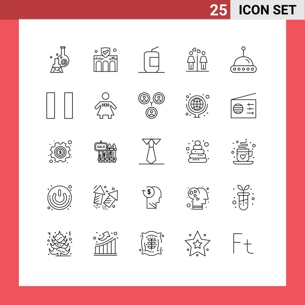 ensemble de 25 symboles d'icônes d'interface utilisateur modernes signes pour les toilettes amour assurance nourriture boisson éléments de conception vectoriels modifiables vecteur