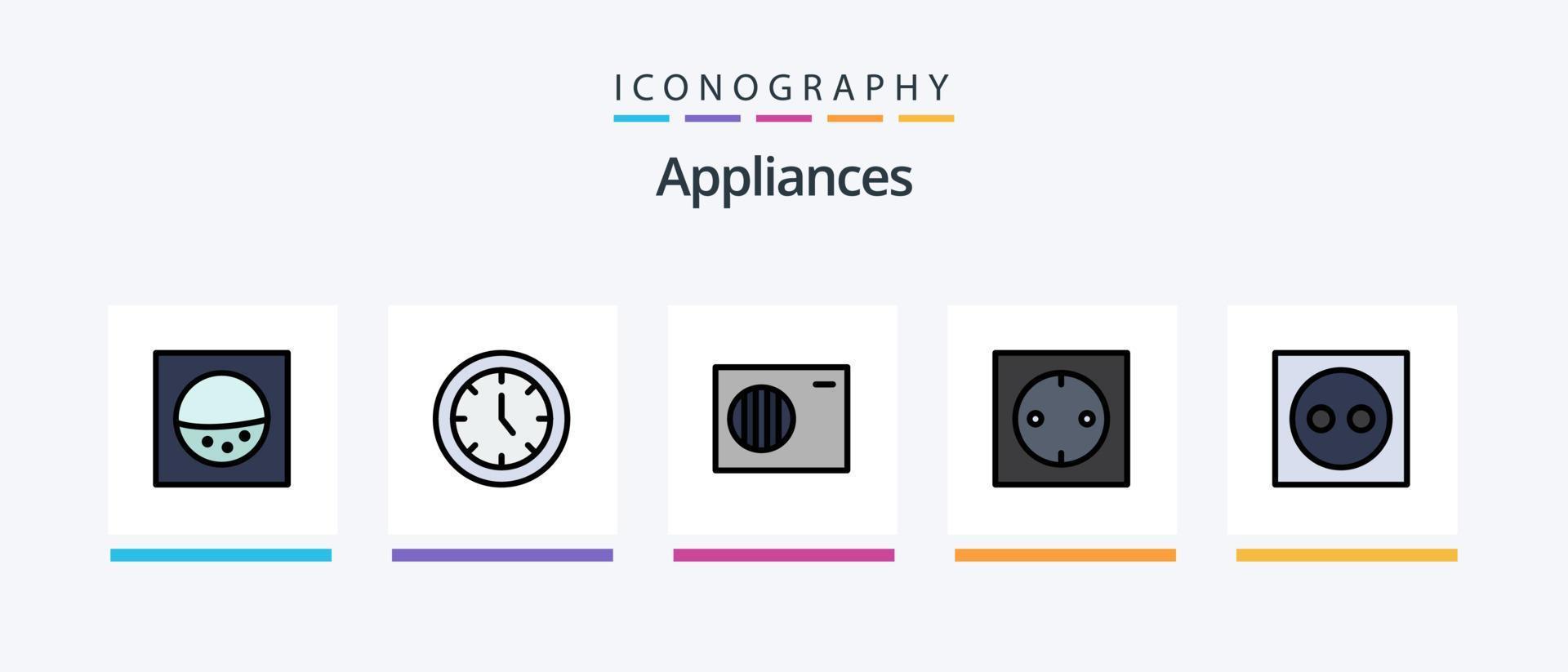 ligne d'appareils remplie de 5 packs d'icônes, y compris. Extérieur. maison. conception d'icônes créatives vecteur