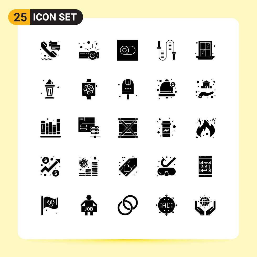 25 icônes créatives signes et symboles modernes de l'intérieur de la maison interrupteur sport fitness éléments de conception vectoriels modifiables vecteur